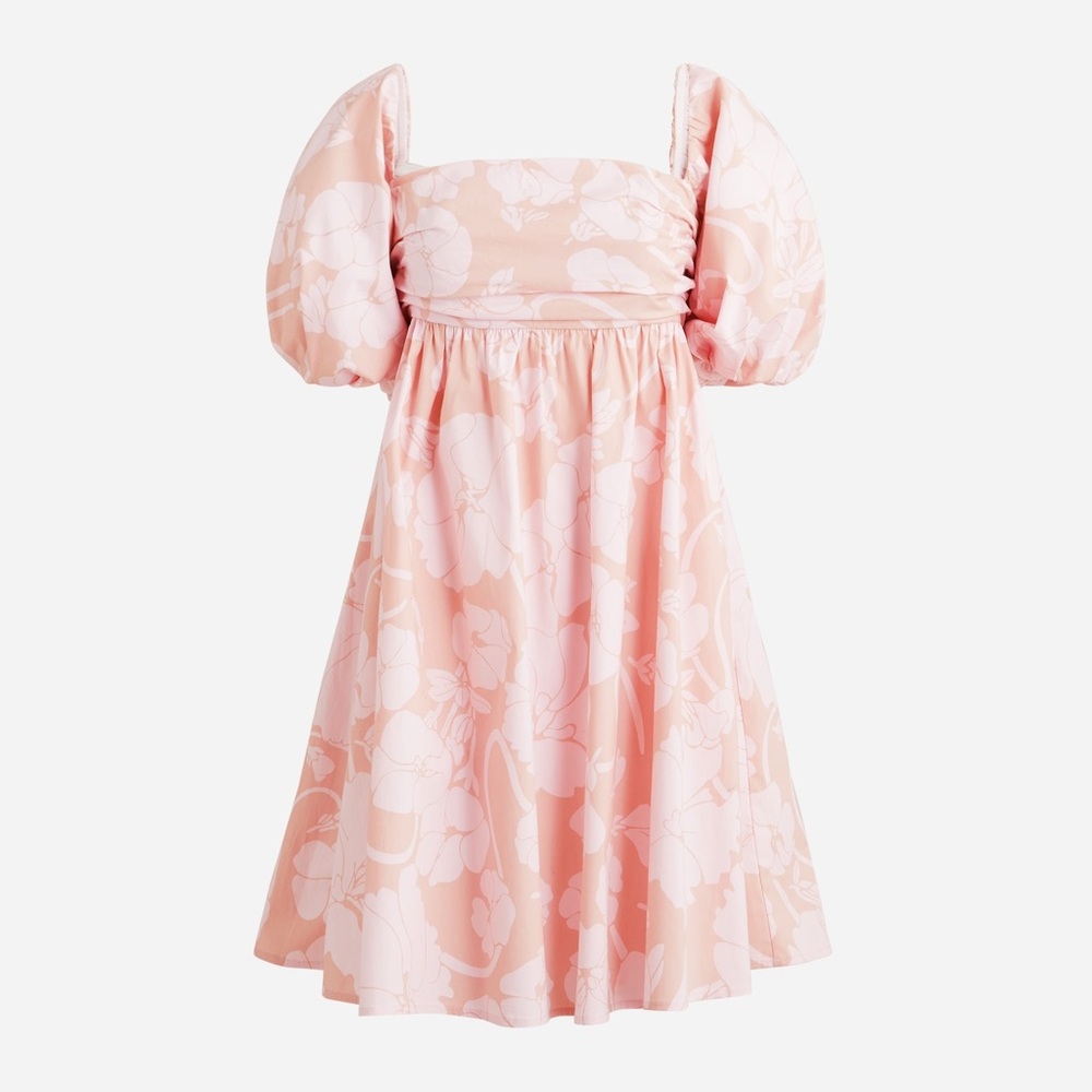 NWT Pink Floral Puff Sleeve Babydoll Dress J Crew